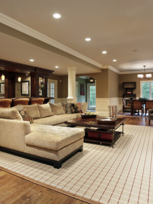 Basement in luxury home with bar area