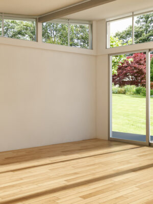Modern bright interiors empty room 3D rendering illustration